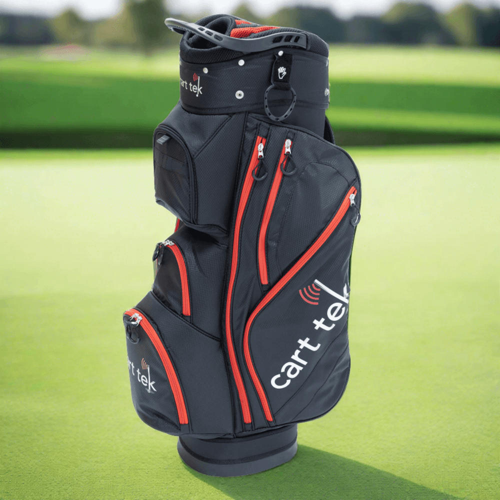golf bag on golf green, cart tek gb-28 weather proof bag