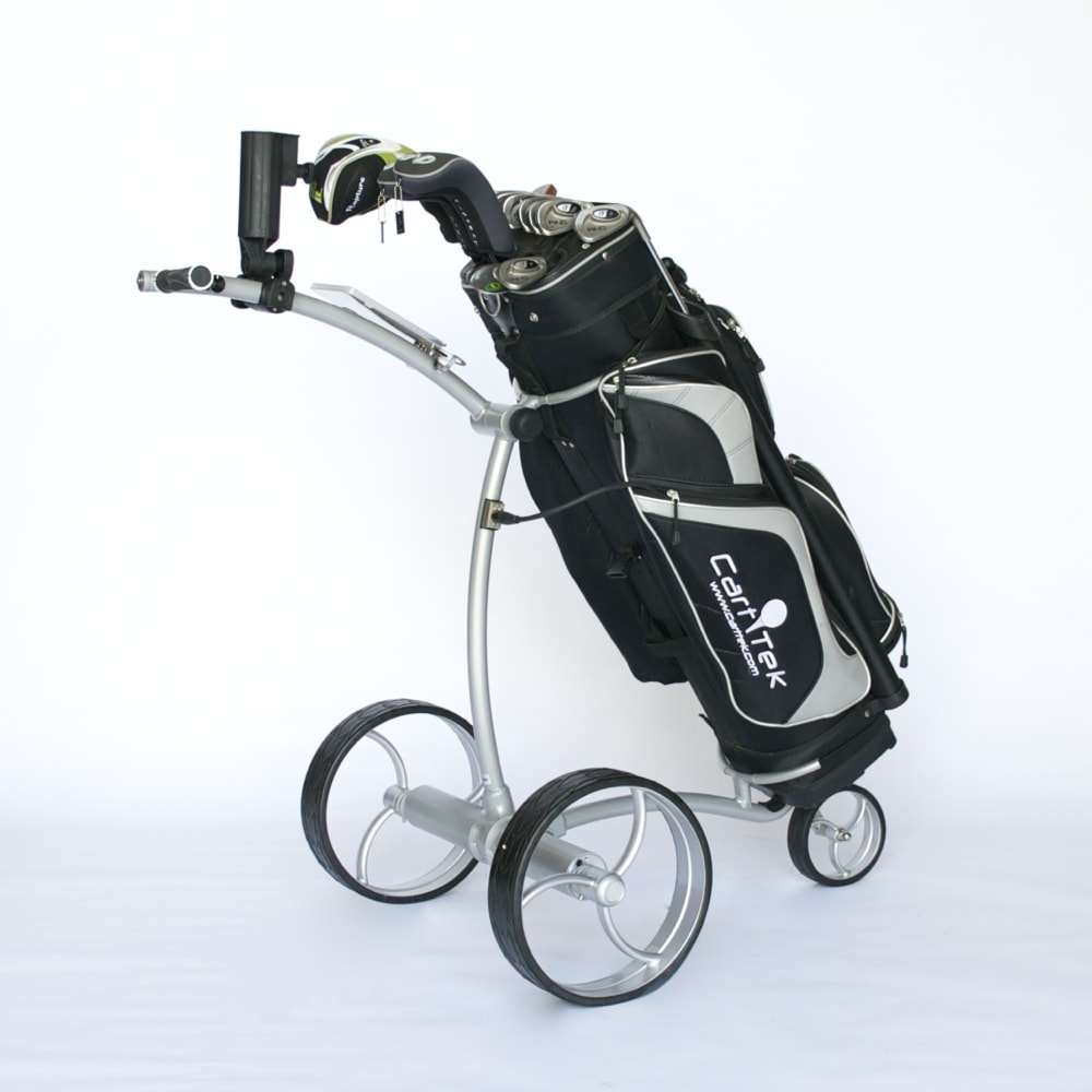 Electric golf trolley with golf bag