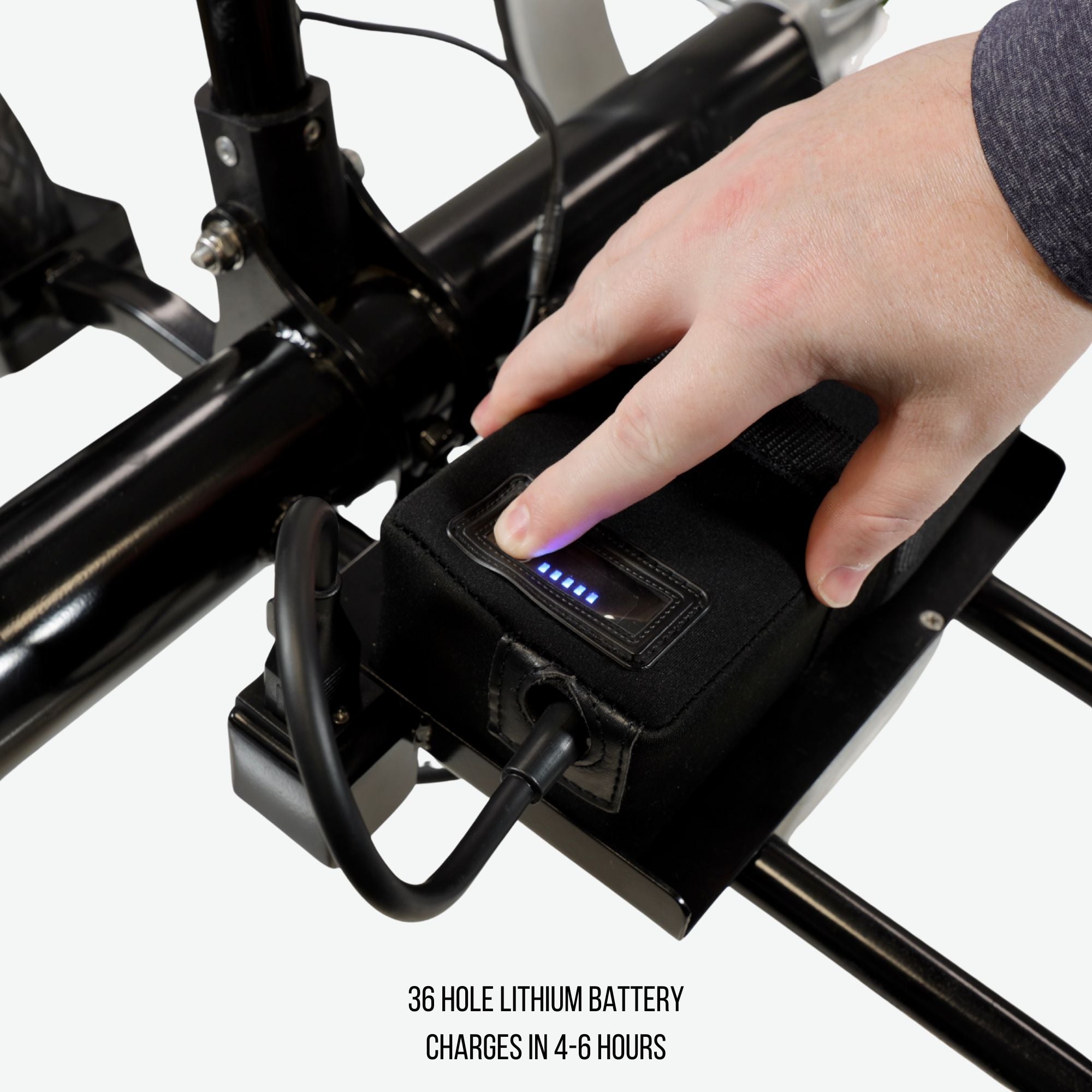 Yellowstone Black remote control electric golf cart with long-lasting lithium-ion battery, designed for walking golfers. This lightweight electric golf cart folds easily and features a fast-charging battery for over 36 holes of play, making it one of the best electric golf carts for hilly courses.