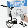 Yellowstone-R-BLK, electric golf cart with remote, 36-hole battery, black trolley