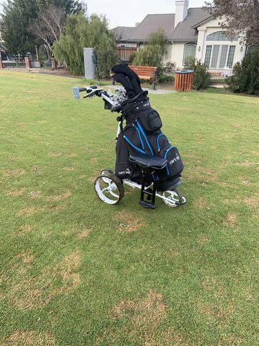 customer electric golf cart on fairway