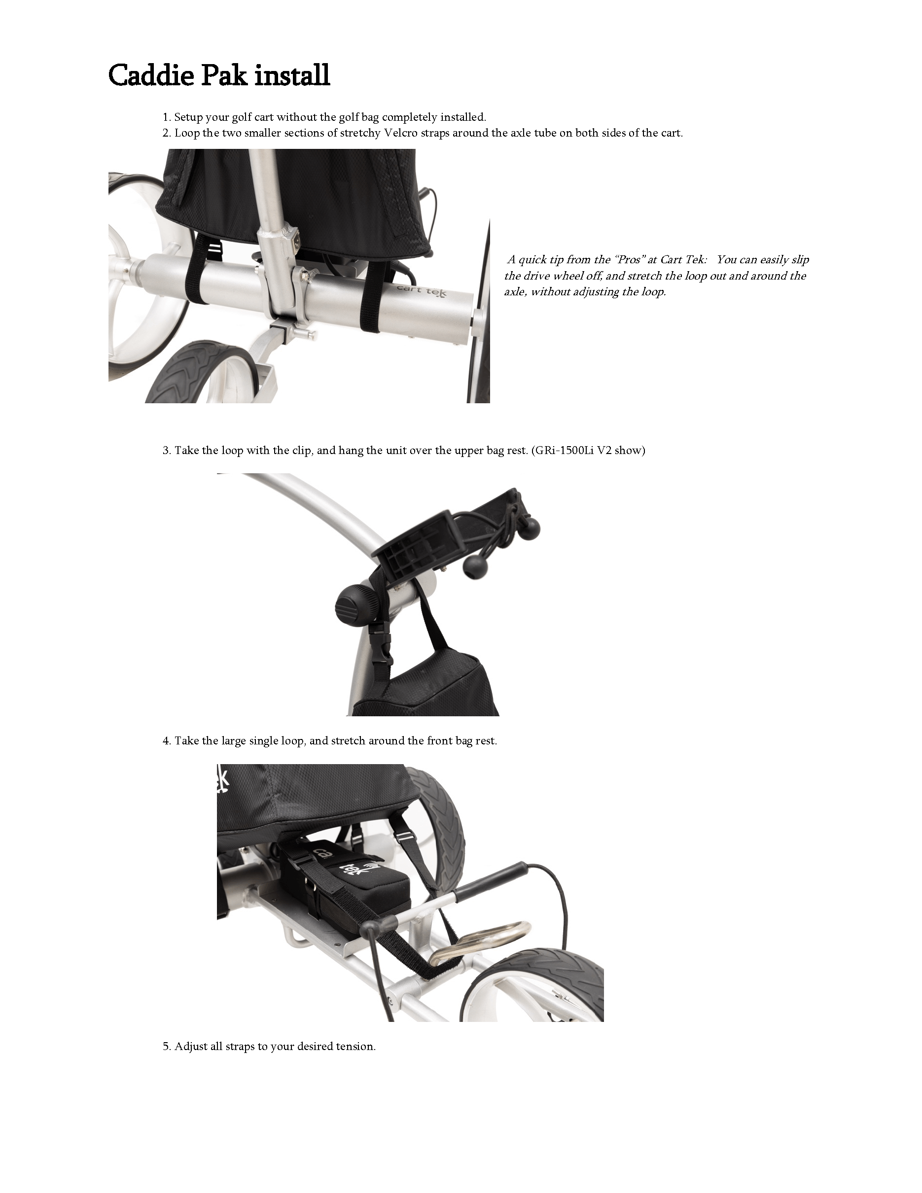 how to install a caddie pak on a cart.