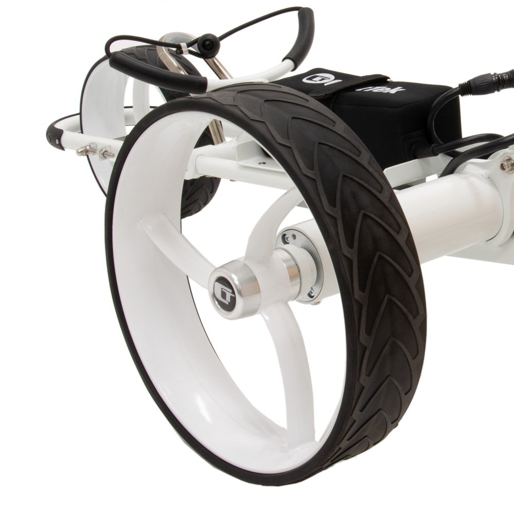 Best Selling Remote Controlled Golf Cart from Cart Tek: GRi-1500Li V2 in White - wheel close up